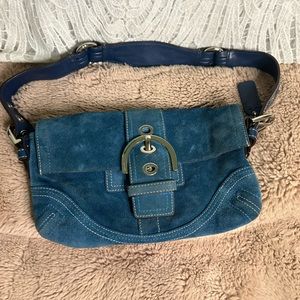 Coach- Blue Suede Shoulder Bag